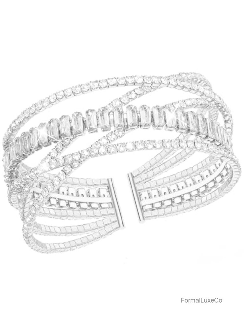 Multilayer Rhinestone Cuff Bracelet Bridal Wedding Jewelry
